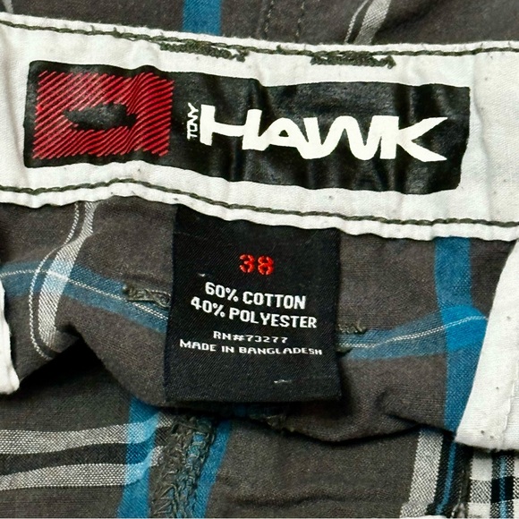 Tony Hawk Mens Sz 38 Blue And Gray Checkered Button Skater Sk8 Shorts Urbancore - Picture 6 of 10